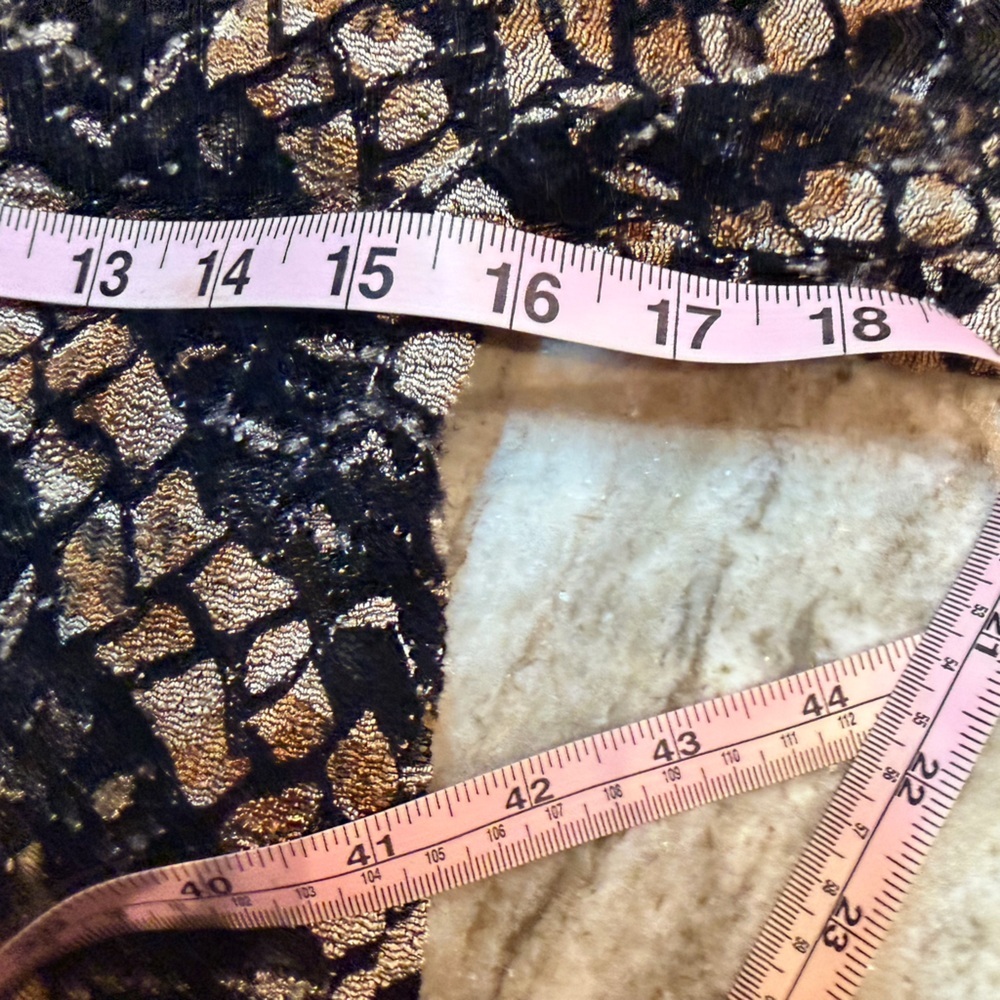 Andria Lieu Black & Gold Lace Top Size M | Dressy Long Sleeve - Picture 6 of 10